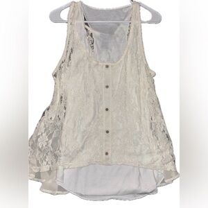 Miss CHIEVOUS Lace sleeveless Button Top  (LG)
Curfew White Tank (LG)